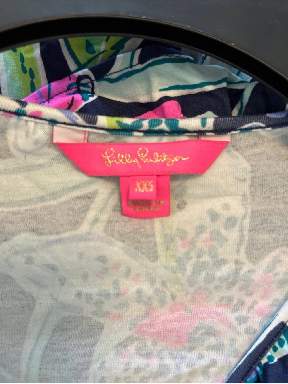 Lilly Pulitzer Navy Jessalyn Dress with Pink & Green Floral Print - Picture 6 of 6